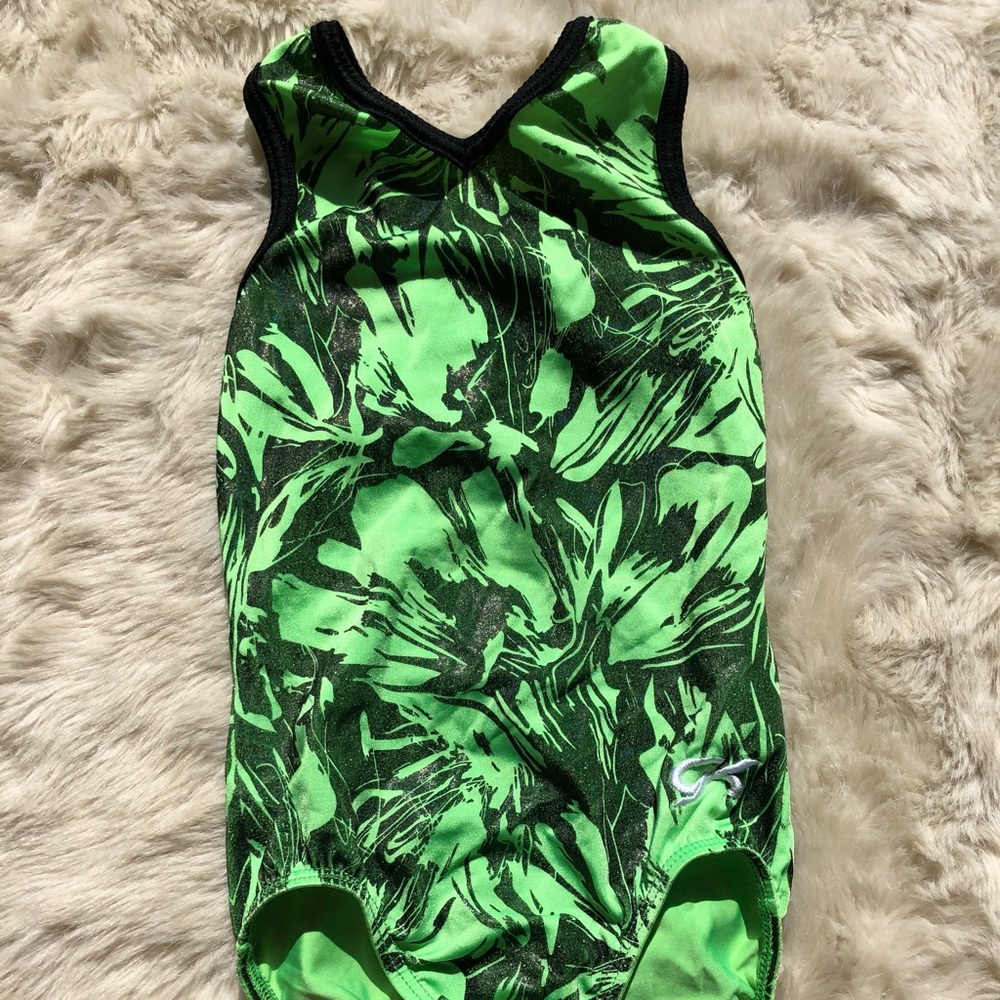 Green and Black Gymnastics Leotard
